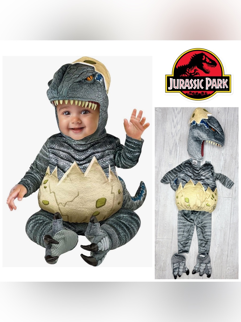 Halloween costume Jurassic World Baby Blue dinosaur Velociraptor Egg 0-6 months